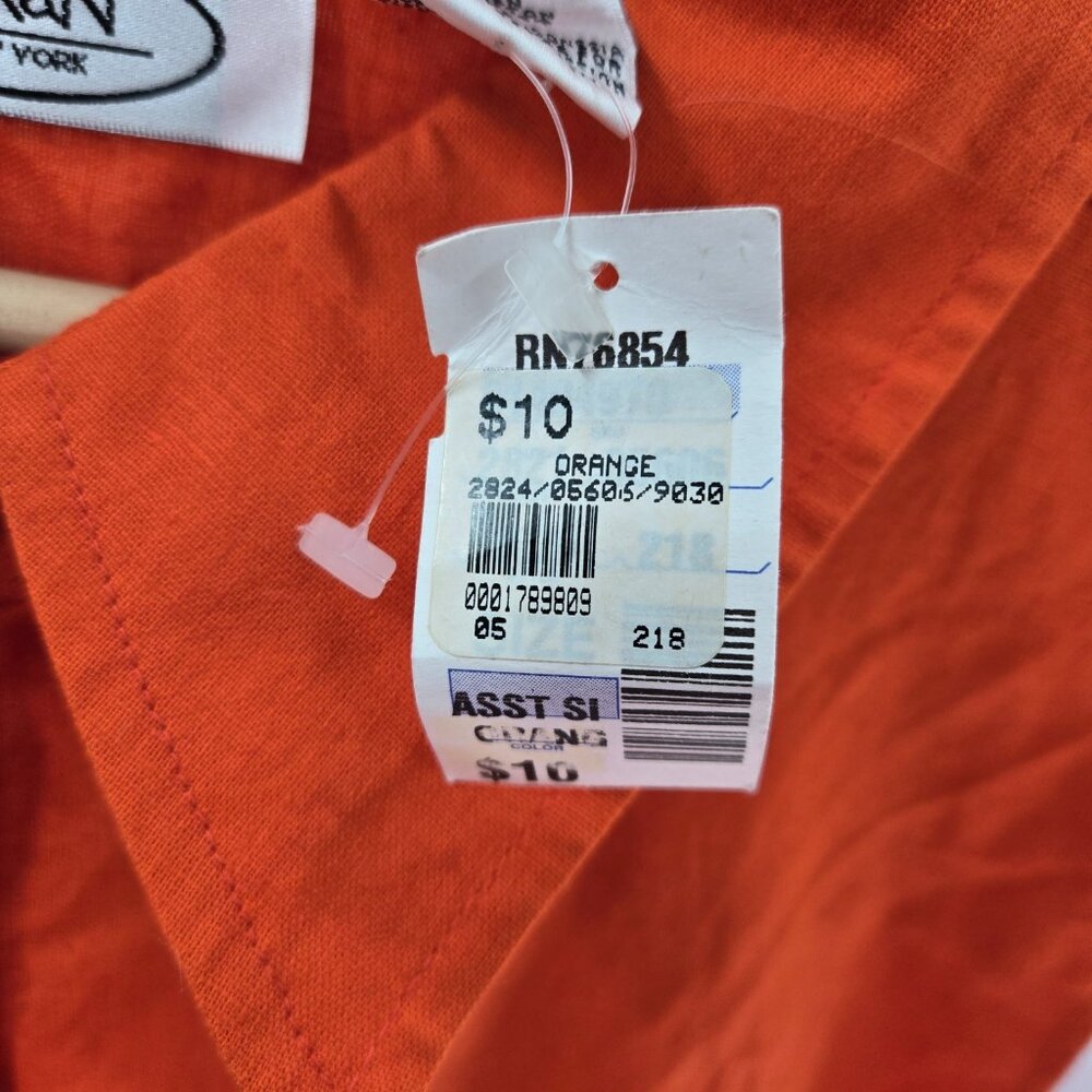 Vintage Caran New York Orange Linen/Cotton Sleeveless Mini Dress Size 3x - Picture 15 of 15